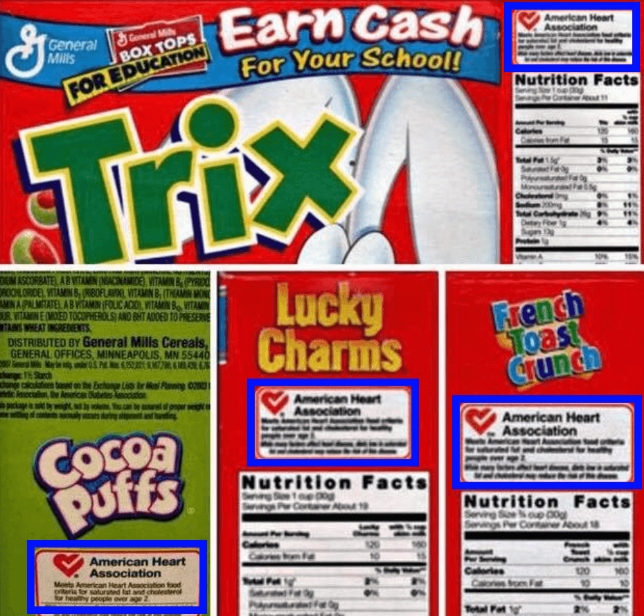American Heart Association certified mark on junk food