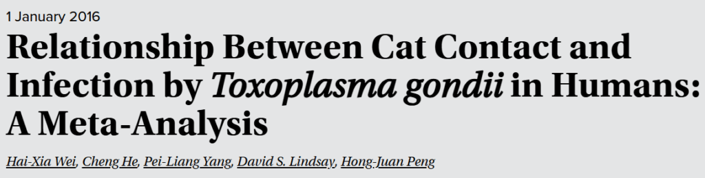 Relationship Between Cat Contact and Infection by Toxoplasma gondii in Humans A Meta-Analysis 논문 캡쳐